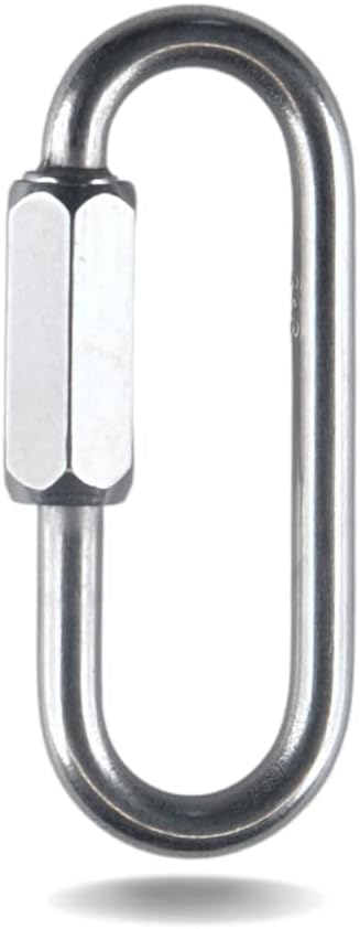 Oval Stainless Steel Lock Carabiner – Heavy Duty Threaded Screw Quick Link - 2 X 0.8 Inch – 1/5/10/20/25/50/100 Pack Option