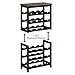 MOGELAFOO 6 Tier Bamboo Wine Rack Freestanding Floor, 24 Bottles Wine Storage Shelves with Table Top, Stackable Wine Display Rack for Kitchen, Bar, Dining Room, Rustic Brown and Black