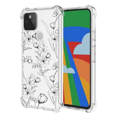 MUTOUREN Google Pixel 5A ケース グーグルピクセル5A TPUカバー おしゃれ 可愛い 花柄 薄型 軽量 耐衝撃 ワイヤレス充電対応 スマホケース #7