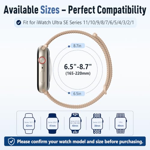 DGege 5 Pack Sport Nylon Loop Compatible with Apple Watch Bands 42mm 44mm 45mm 46mm 49mm for Women Men, Adjustable Breathable Soft Braided Straps for iWatch Series 11 10 9 8 7 6 5 4 3 2 1 SE Ultra by DGege - Used condition - Image 8
