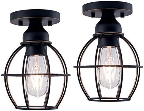 YaoKuem Semi Flush Mount Ceiling Light Fixture, E26 Medium Base, Metal Housing, Bulbs NOT Included, 2-Pack