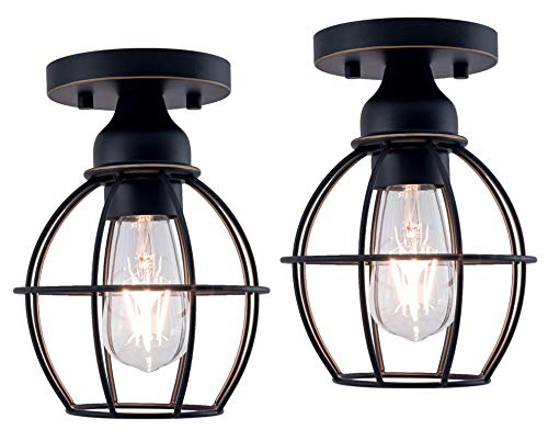 Yaokuem Semi Flush Mount Ceiling Light Fixture, E26 Medium Base, Metal Housing, Bulbs Not Included, 2-Pack #TOP21