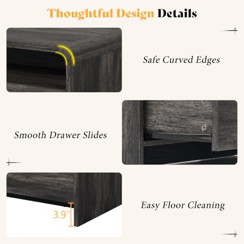Image of AMERLIFE 39.4 inch Wood Coffee Table with Storage & Rounded Edges