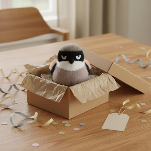 TWTCZOZ Bird Doll Adorable Songbird Round Embroidered Weighted Particles Soft Stuffed Animal Suitable for Gift Giving Bedroom Nursery Girls Bird Lovers Comfort, White-Eye W Lanyard - 1
