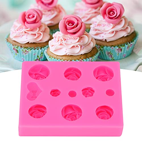 Mini molde de silicone rosa, moldes de doces para fondant, moldes de chocolate rosa, formato de rosa