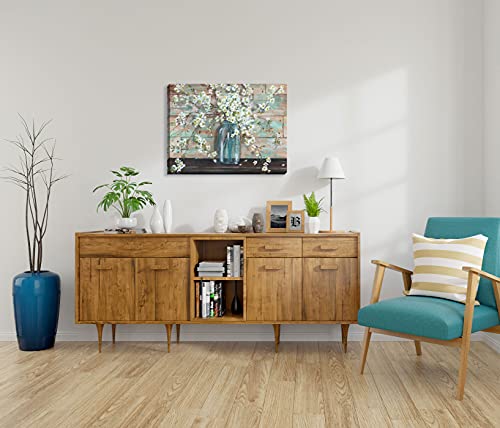 Gango Home Decor Beautiful Watercolor-Style Blossoms In A Mason Jar Floral Print By Tre Sorelle Studios; One 20X16In Stretched Canvas #TOP2