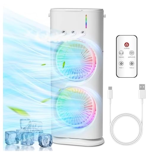 Bwaliffury Condizionatore Portatile con telecomando, Raffrescatore D'aria, Mini Condizionatore Portatile Per Uso Personale, Oscillazione di 120°, 3 Livelli, Timer, per Casa/Ufficio/Cucina