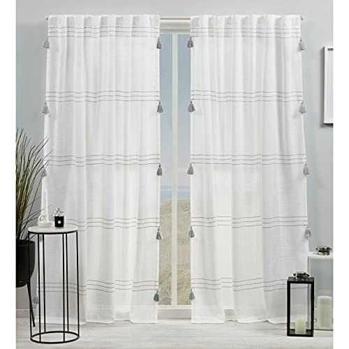 Exclusive Home Demi Light Filtering Hidden Tab Top Curtain Panel Pair, 54x84, Grey, Set of 2
