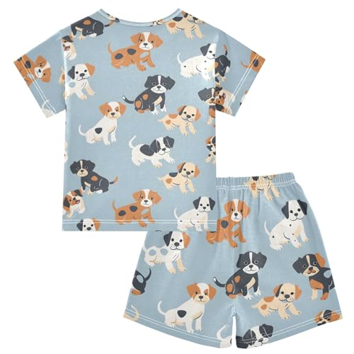 ALAZA Cute Dog Puppy Animal Pajamas Short Sleeve 2 Piece Sleepwear Top and Bottom Pajama Set Unisex2