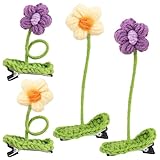 Framendino, 4 Pack Crochet Flower Hair Clips Knitting Hairpins for Women