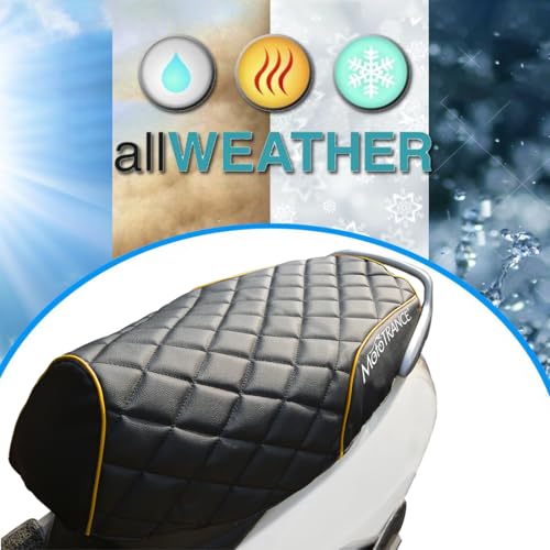 Image of Mototrance Black Yellow | PU Leather Designer | Anti-Slip | Waterproof | Ergonomic Design | Custom Fit | Bike Scooty Seat Cover | MTSC-304-BLYW | Compatible with Honda Dio