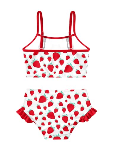 Image of Little Girls Two Piece Mermaid Bikini Set Ruffle Adjustable Summer Beach Bathing Swimsuit 3-7 Years for Kids