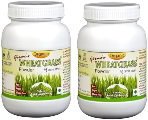 Girme's Organic Wheatgrass Powder - 100g Bottle x 2 = 200g (Bottle Pack of 2)