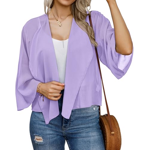 Image of Womens Summer Tops Short Shrugs Kimono Cardigans Casual Chiffon Bolero Jackets 2026