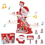 Rennbahn Spielzeug Klettern Treppe Spielzeugs mit 5 Schneemann, Elektrische Treppensteigen Achterbahn Spielzeug, Slide Track mit Rutsche, Licht und Musik, Party Geschenk für Mädchen und Jungen 3 Jahre