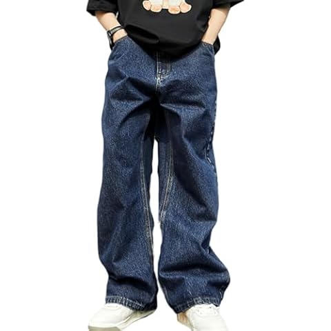 VOLYMOON Men's Vintage Hip Hop Style Baggy Skater Jeans Denim Loose Fit Dance Skateboard Pants Cover