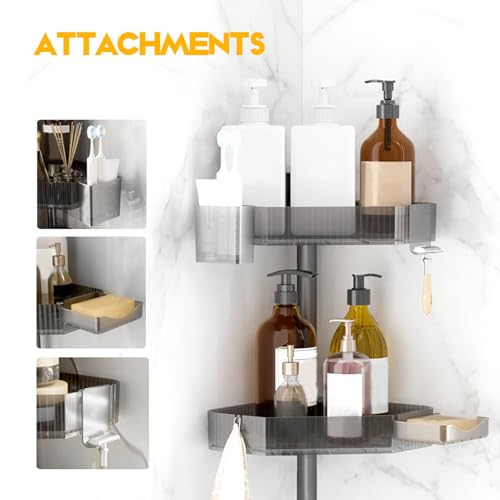 Support de douche d'angle avec étagères en fer et plastique PET mural