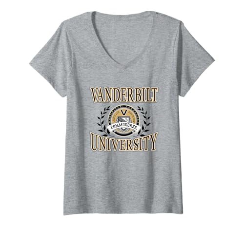 Womens Vanderbilt Commodores Laurels Gray Officially Licensed V-Neck T-Shirt