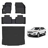 AIPOIL® Floor Mats & Cargo Liner Set for 2015-2024 2025 Ford Edge & 2019-2024 2025 Ford Edge ST All Weather Protection TPE Anti-Slip Automotive Full Set Custom Car Mats Accessories - Black
