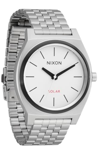 NIXON Time Teller Solar A1369-100m Water Resistant Men's Analog Solar Powered Fashion Watch (40.5mm Watch Face, 20mm 5 Link Stainless Steel Band)