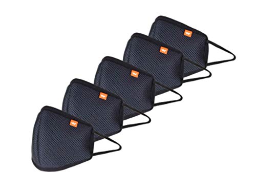 Wildcraft W-95 HypaShield Mask (Pack of 5, Large) | Reusable 6-Layer Anti-Pollution Outdoor Masks, black (W1-JW61-H5F5)