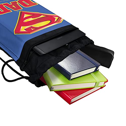 LOGOVISION Superman Super Dad Shield Logo Drawstring Backpack Sports Bag Sackpack 17" x 13", Perfect for Gym, Yoga or Practice4