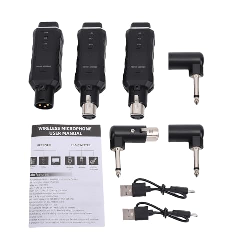 Transmisor y receptor inalámbricos para micrófono, micrófono dinámico y de condensador, batería recargable para mezclador XLR, guitarra eléctrica y bajo (1 transmisor + 1 receptor) miniatura 1