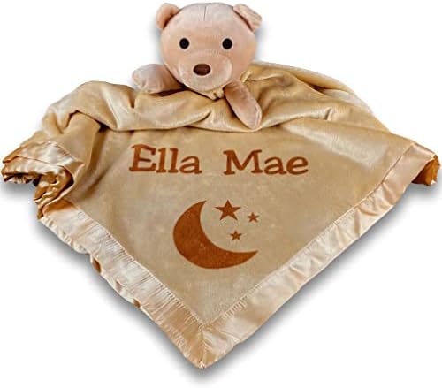 Custom Catch Personalized Teddy Bear Baby Blanket Gift for Boy or Girl - Brown