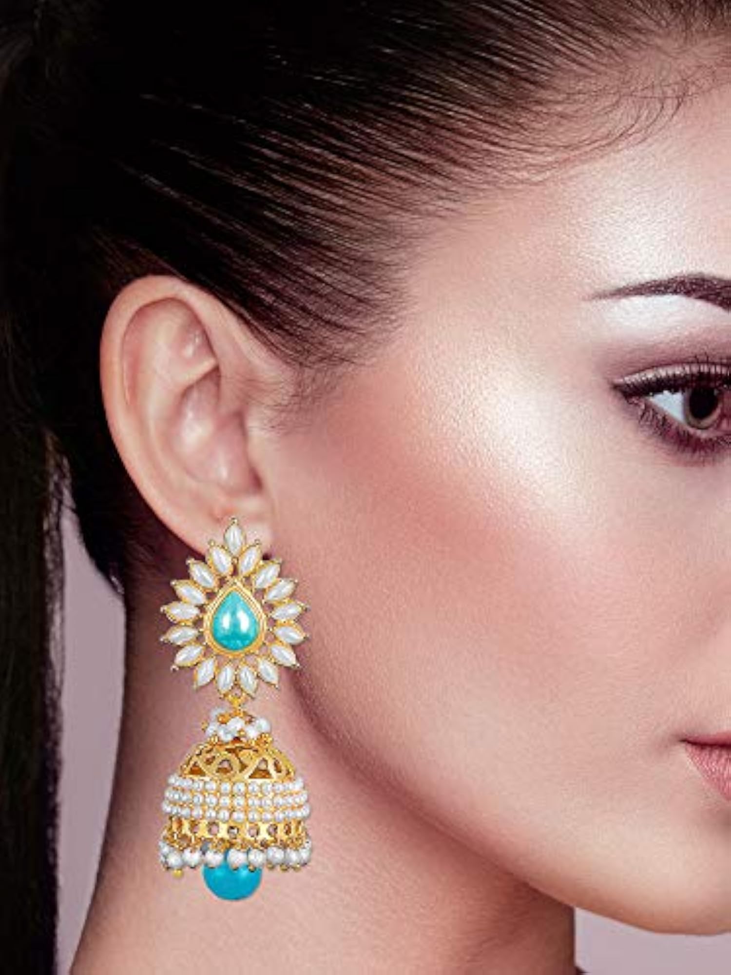 Bollywood Pearl Moti Jhumka Earrings for Women