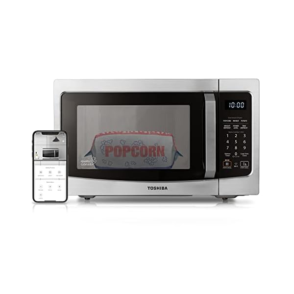 TOSHIBA ML-EM34P(SS) Smart Countertop Microwave, Sensor Reheat, Works With Alexa & Remote Control, Kitchen Essentials, Mute Function&ECO Mode, 1100W, 1.3 Cu Ft, With 12.4″ Turntable, Stainless Steel