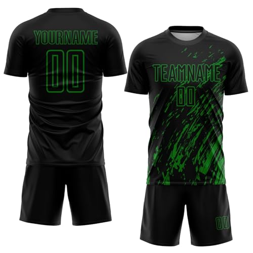 Custom Soccer Jerseys for Boys Men Women Youth, Black Grass Green Personalized Soccer Jersey Printed Name Number Logo Sports Jersey