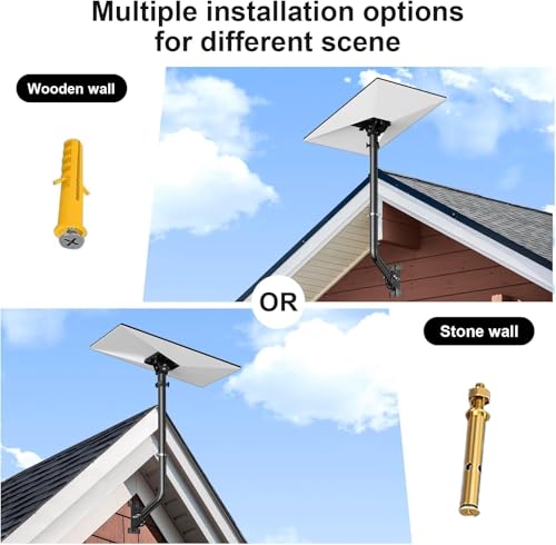 Universeller Antennenmast für Fernseh-, Satelliten-, Radio- und WLAN-Antennen - Verstellbarer Ständer- und Wandhalterung (Schwarz-82cm)