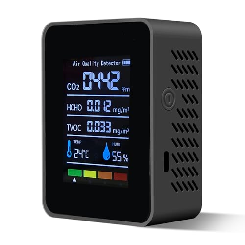 Moniteur de qualité de l'air CO2 portable 5 en 1 pour tester le TVOC HCHO à la maison