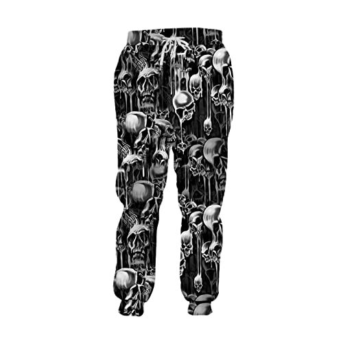 CECE&COLE HOR Activewear-Hosen Für Herren - Männer Jogger Jogginghose Jogginghose Cool Smoking Skull 3D Gedruckt Oversized Casual Trend Hip Hop Streetwear Sporthose,Skull 7,6XL Cover
