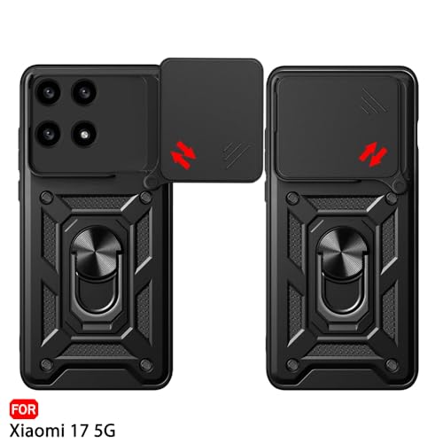Image of TheGiftKart Tough Armor Bumper Back Cover Case for Xiaomi 17 5G | Kickstand & Ring Holder | 360 Degree Protection Back Cover Case for Xiaomi 17 5G (PC & TPU, Rotating Camera Cover, Black)