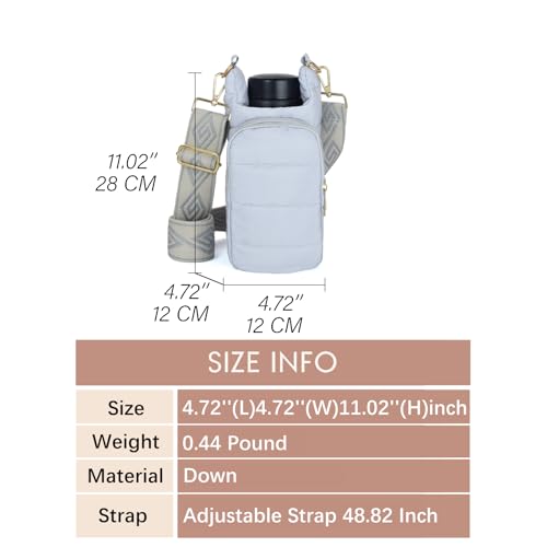 Image of KAMEILONG Puffer Water Bottle Holder Quilted Sports Pouch Bag with Adjustable Shoulder Strap Flask Sling Bag