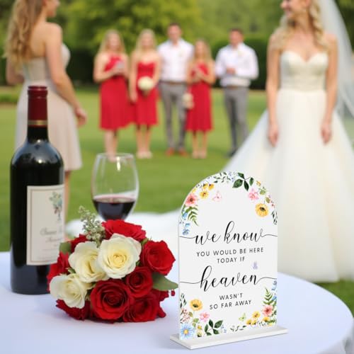 Wedding Memorial Sign,We Know You Would be Here Today If Heaven Sign,Wedding Signs,Arch Acrylic, Wedding Sign for Ceremony and Reception, Wedding Decoration, Wedding Supplies 5 x 7 Inch (Gold)