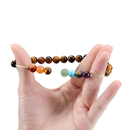 Natural 8mm 7 Chakra Stone Crystal Bracelet Reiki Healing Crystal Gemstone Beads Men Women Stretch Bracelet for Meditation, Protection2