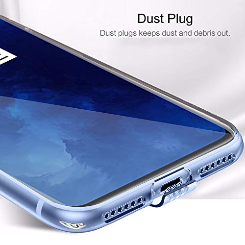 Image of TheGiftKart Ultra Clear Slim Anti-Slip Grip Soft Silicone Back Cover Case with Complete Camera Protection & Anti-Dust Plugs Built-in for OnePlus 7T Pro (Transparent)