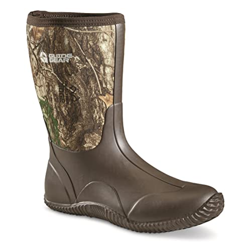 Guide Gear Men’s Mid Camo Bogger Rubber Boots Waterproof Rain Hunting Shoes, Realtree Edge, 11D (Medium) #TOP2
