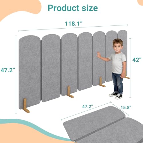 Foldable Kids Room Divider, Freestanding Classroom Partition,Toddler Play Screen, Children's Playroom Separator, Noise Reducing Felt Panel for Preschool, Daycare & Focused Learning at Home Library by Natwind - Image 4