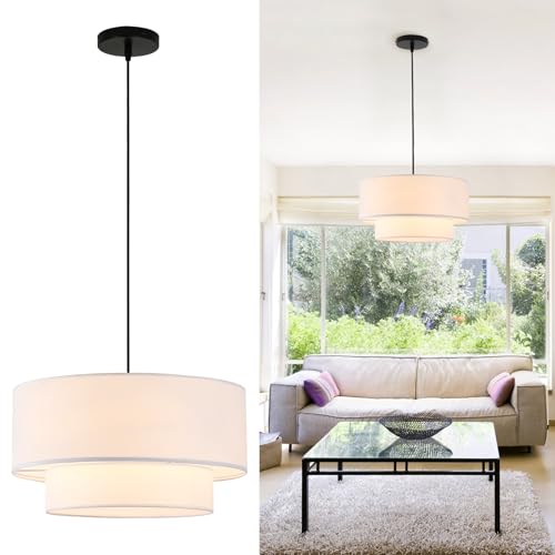 18 Drum Pendant Light Fixture with Fabric Shade