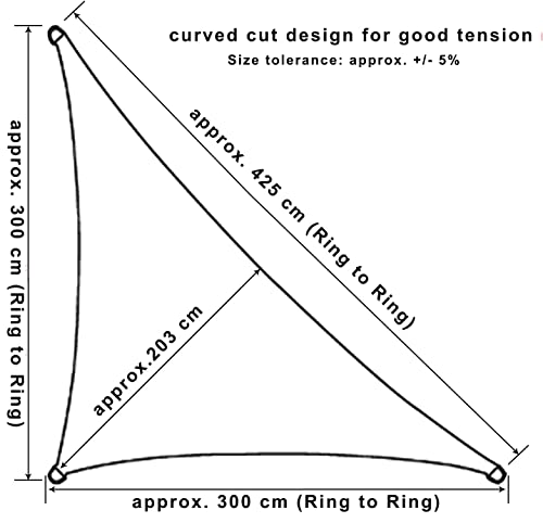 WOLTU Sun Shade Sail 3x3x4.25 m Right Angle Breathable HDPE Sail Shade UV Block with Free Rope Sunscreen Awning Canopy for Outdoor Garden Patio Yard Party,Grey