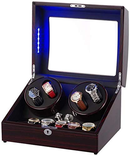 Remontoir montre automatique bois de pin avec moteur silencieux et lumière LED