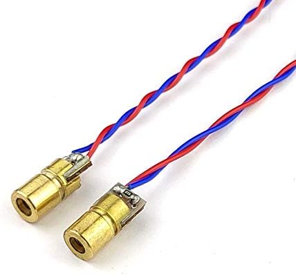 AVS COMPONENTS 5V 650nm 5mW Red Dot Laser Head Red Laser Diode Laser Tube with Leads Head Outer Diameter 6mm 2 Pcs