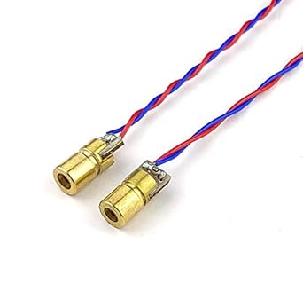 AVS COMPONENTS 5V 650nm 5mW Red Dot Laser Head Red Laser Diode Laser Tube with Leads Head Outer Diameter 6mm 2 Pcs