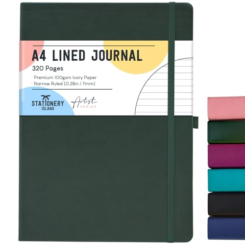 Cuaderno rayado A4 Stationery Island de tapa dura con 320 páginas de 100g para diario