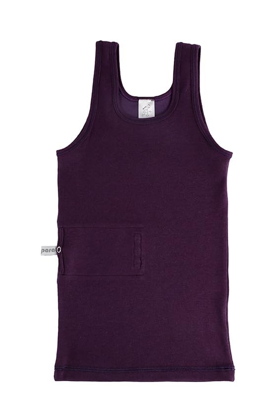 Pumpenshirt Lila – mit integrierter Pumpentasche, wählbar rechts/links – für Insulinpumpe – in Größen 104-164 (Pumpentasche links, 98-104)