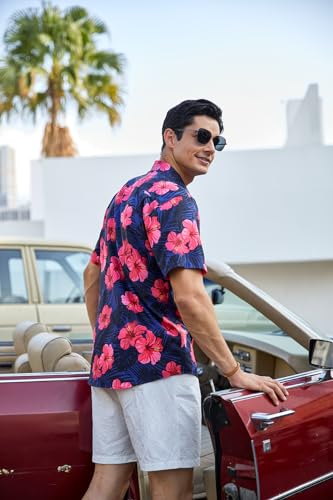 Enlision Hawaiian Shirt for Men Short Sleeve Button Down Floral Funky Casual Flowers Palm Tree Pineapple Print Shirt for Beach Holiday Hawaii Shirts Unisex