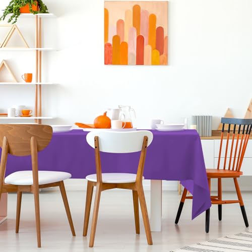 Image of Kopokita 6 Pack Purple Plastic Tablecloths Disposable 54 x 108 Inch | Rectangle Table Cloths, Party Table Covers for Birthday, Graduation, Halloween Decorations